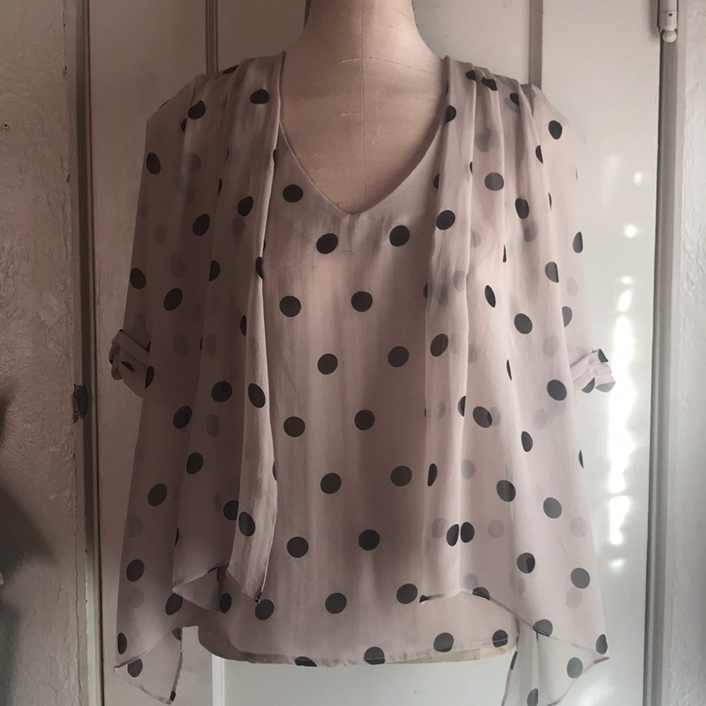 Line & Dot Polka Dot Silk Top